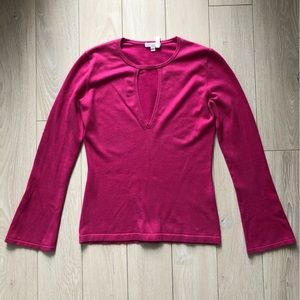 Minnie Rose Cut Bell Sleeve Sweater in Pink